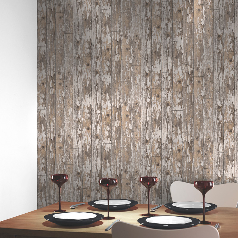 Arthouse Cabin Distressed Wood Wallpaper