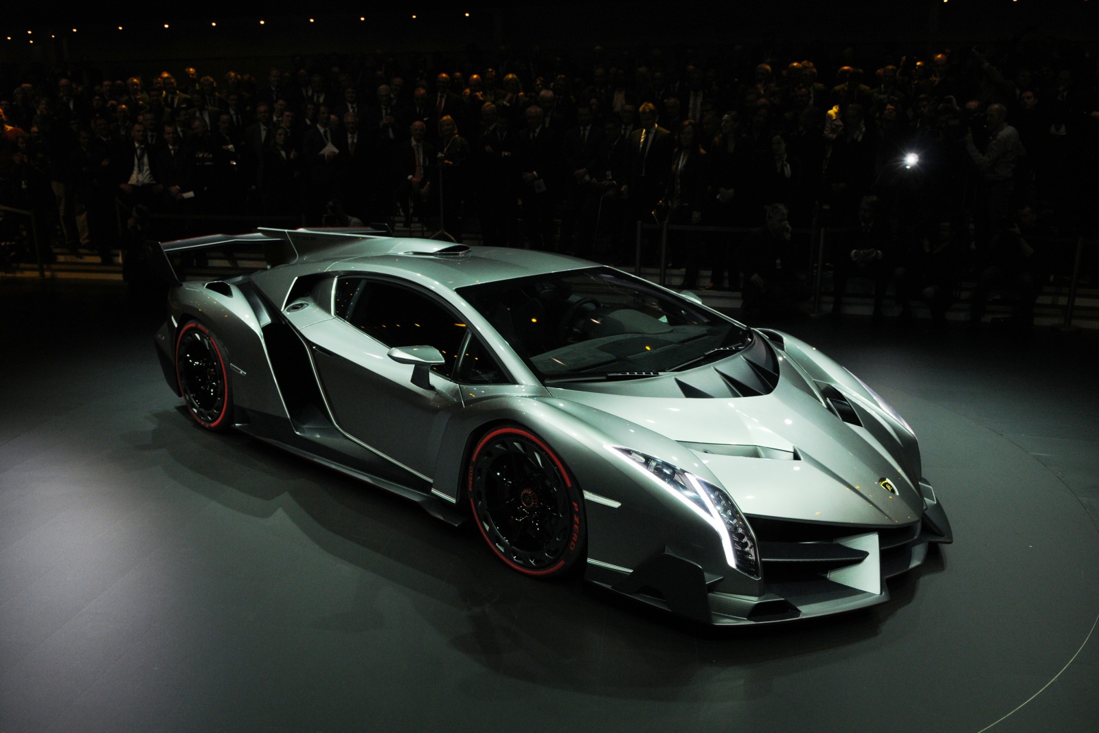 Lamborghini Veneno At Auto Show HD Wallpaper Cars