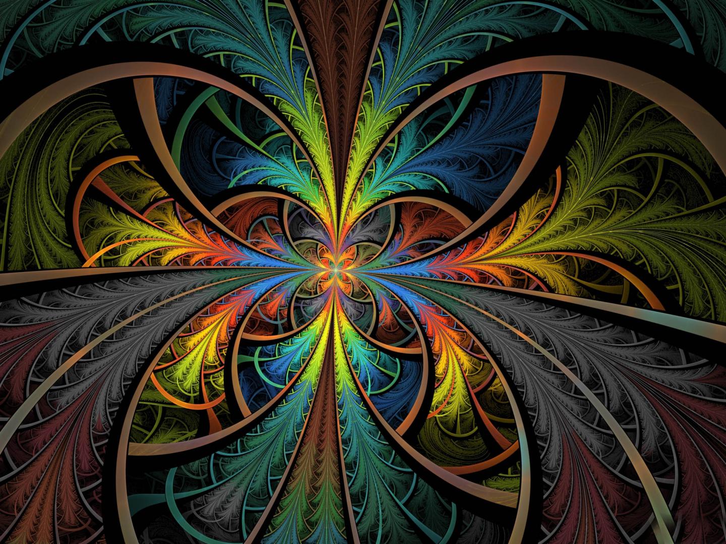 Stained Glass Abstract Desktop Wallpaper Feathered