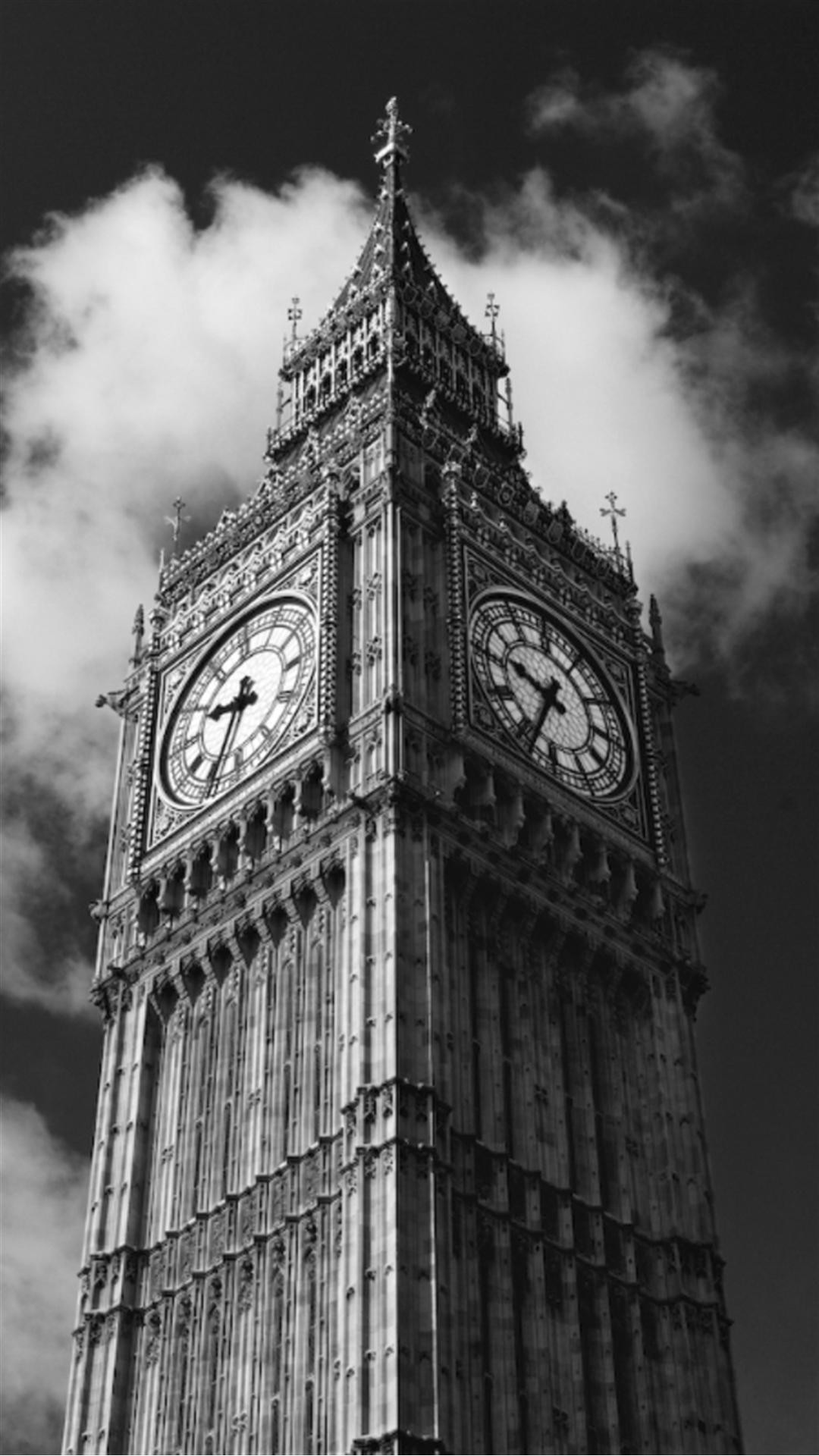 Big Ben London Black And White Android Wallpaper