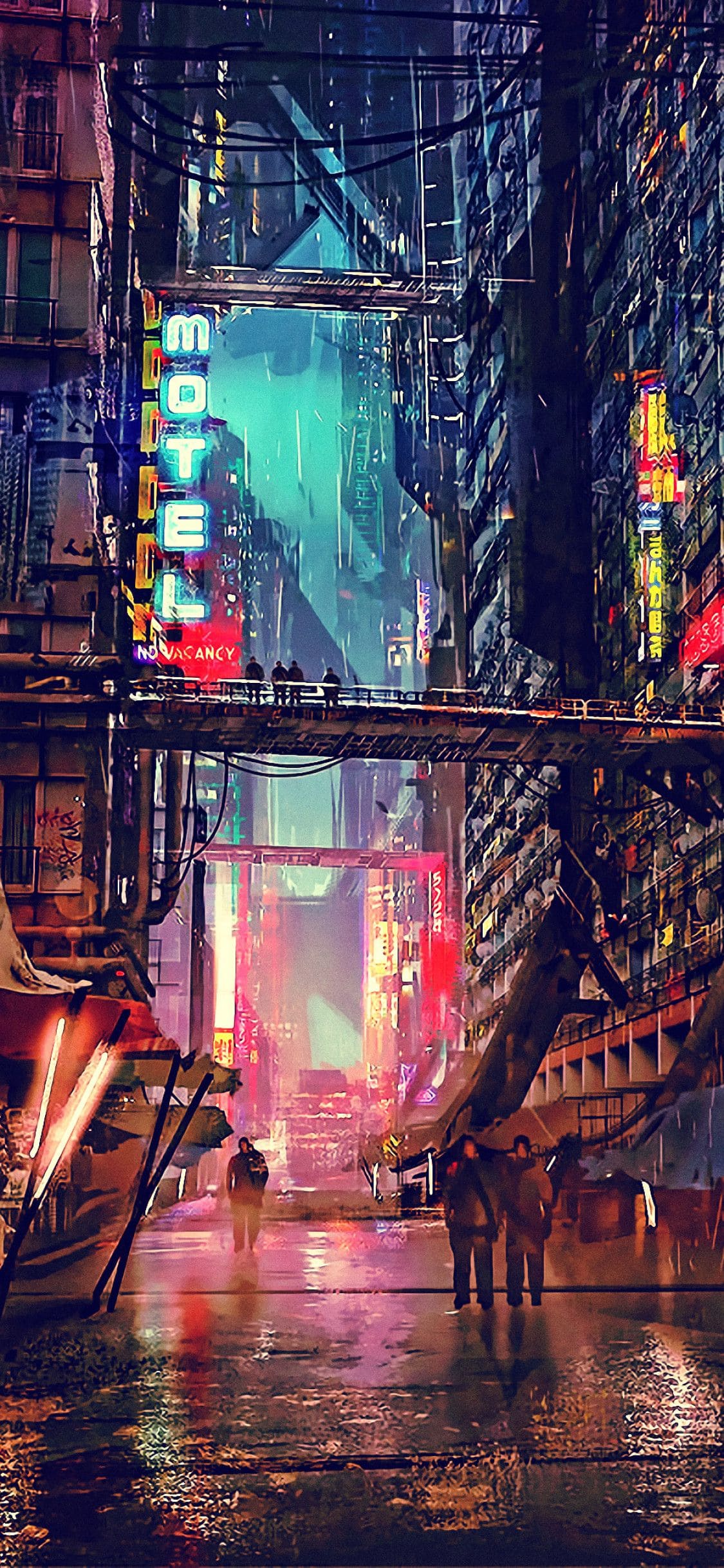 Cyberpunk City Wallpaper Desktop iPhone Laptop Mobile
