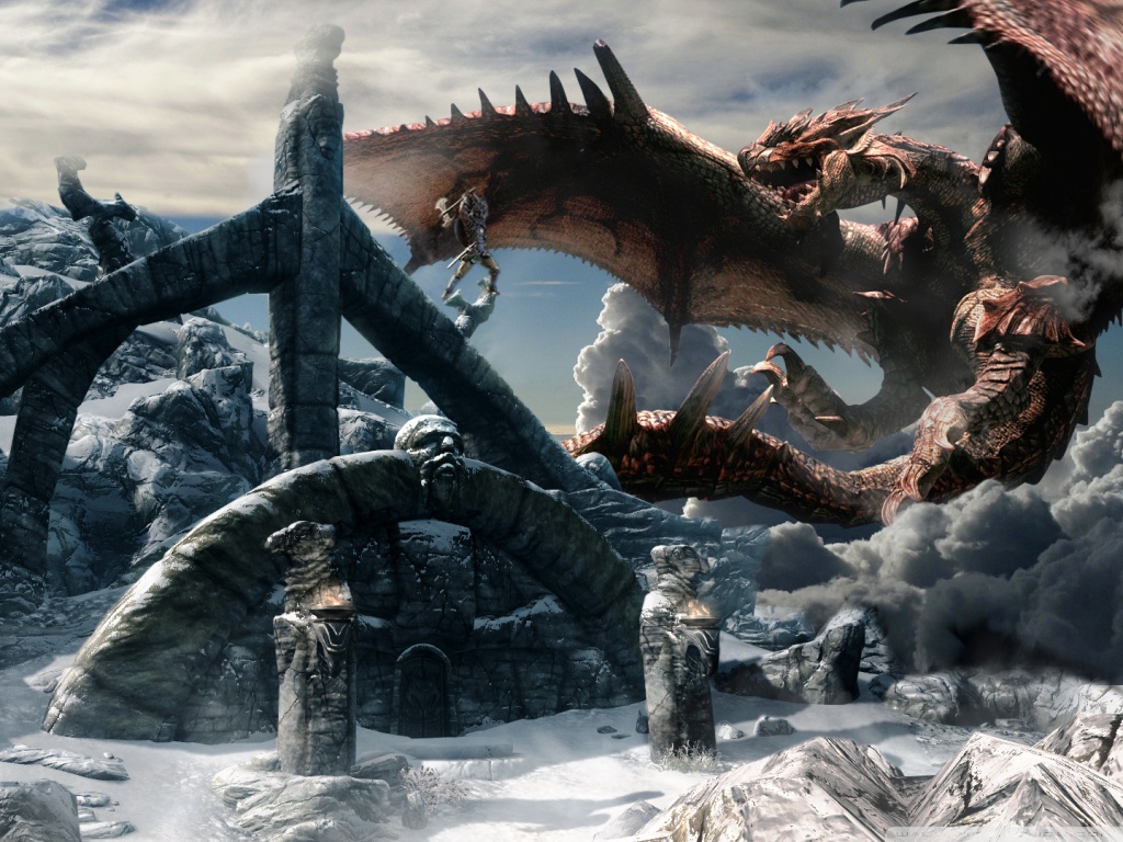 Skyrim iPhone Wallpaper Dragon