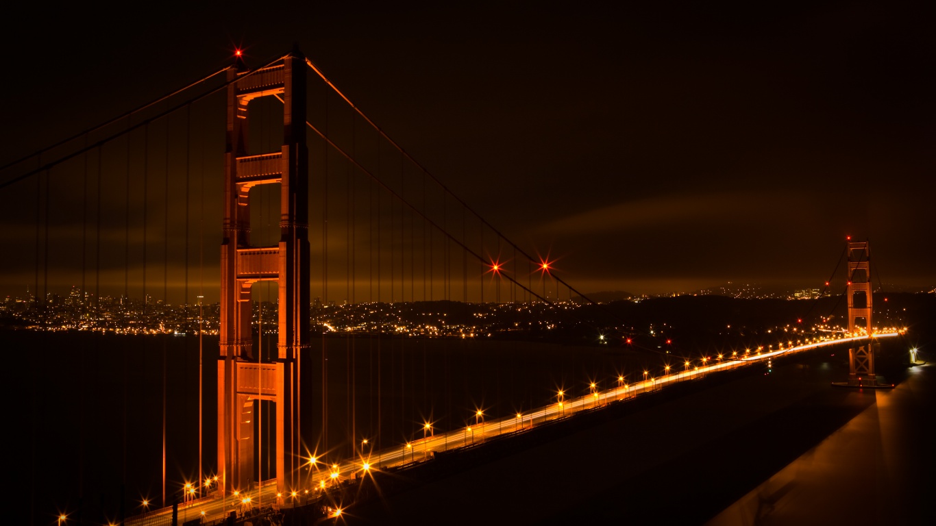 download Golden Gate Bridge At Night San Francisco wallpaper desktop 1366x768