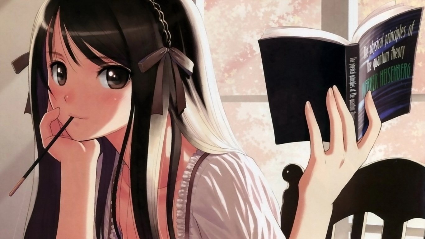 Anime Girl Studying Desktop Pc And Mac Wallpaper