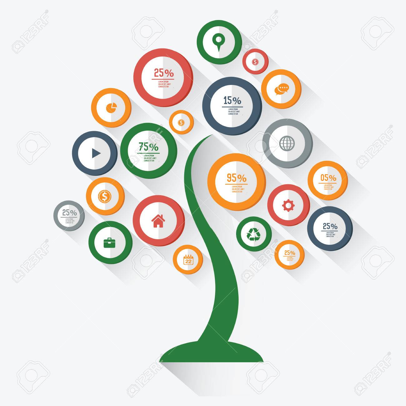Tree Infographic Design On White Background Vector