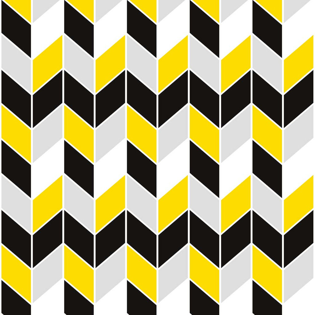 Chevron Herringbone Modern Wallpaper Black Grey Yellow White