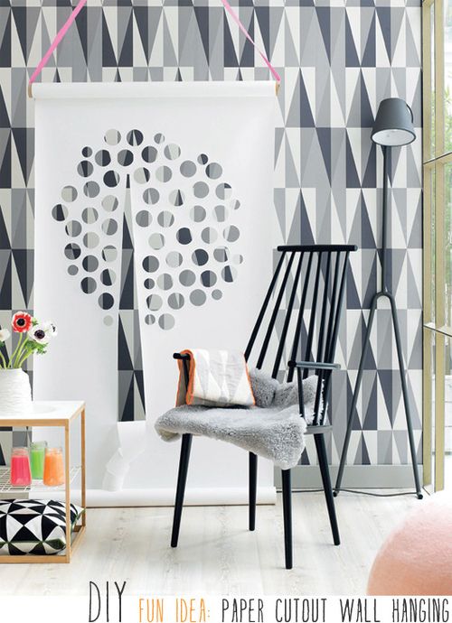 Free download hanging cutout over wallpaper or painted wallvia DIY