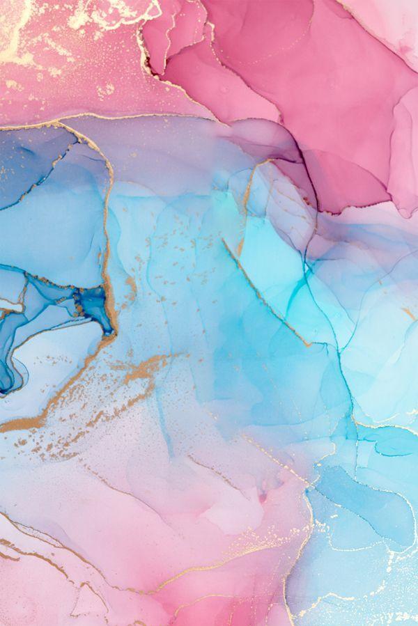 Blue Pink Gold Marble Backdrop Abstract Colorful Background Modern