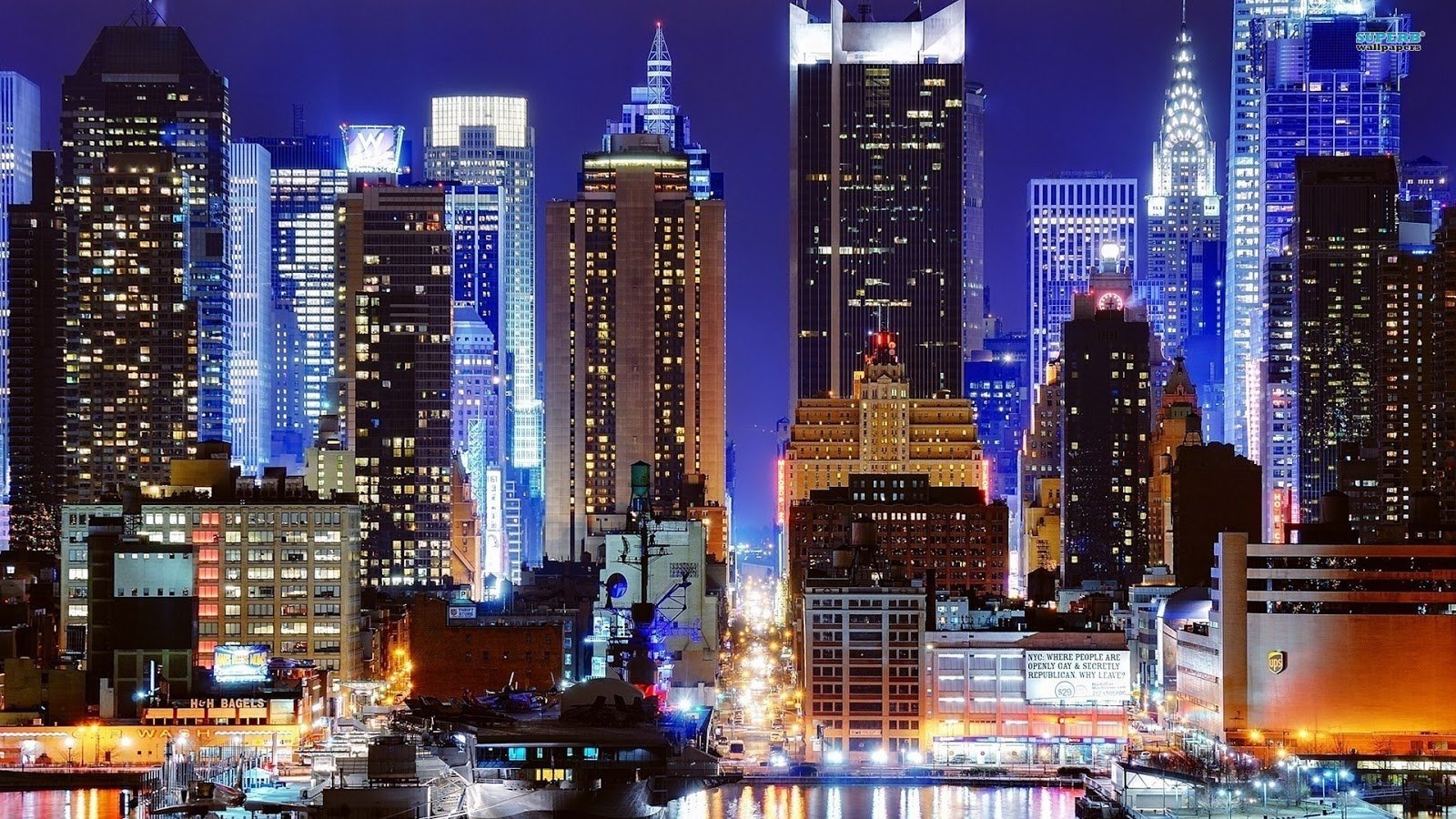 New york city at night HD wallpaper Download 1080p