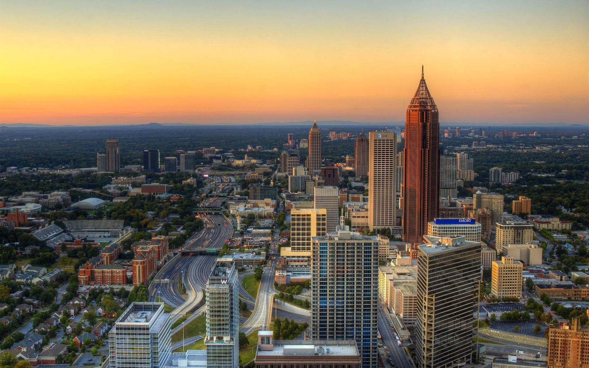 Atlanta With Orange Sky Wallpaper