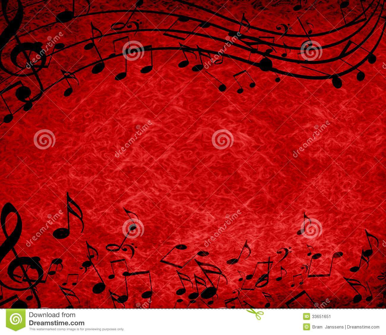 Red Background With Some Music Notes On It