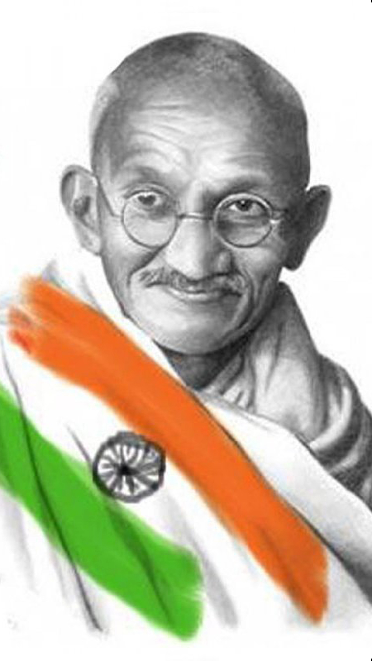 Mahatma Gandhi Jayanthi Painting Mobile Wallpaper Phone Background