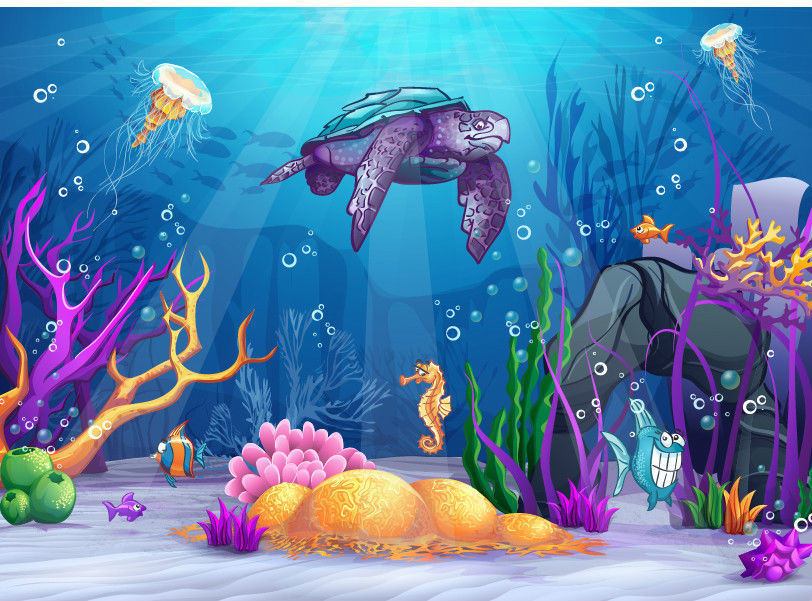 Tropical Sea Life Ocean Fishes Photo Wallpaper Wall Mural For Kids