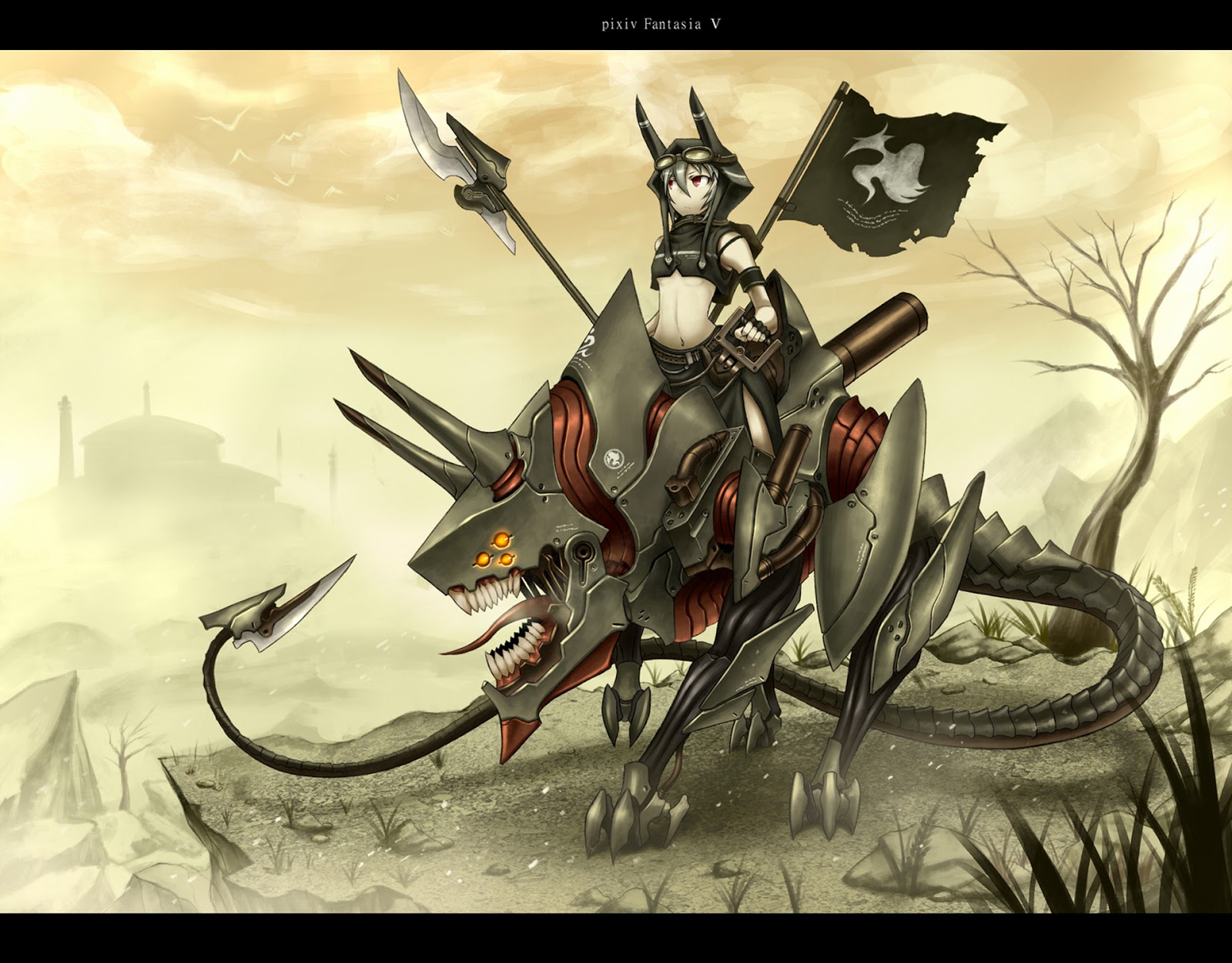 Mecha Spear Girl Beast Anime HD Wallpaper Desktop Pc Background