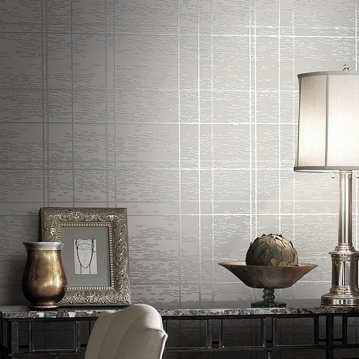 Modern Style Shining Metal Like Surface Silver Grey Wallpaper