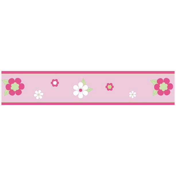 Flower Pink and Green Wallpaper Border 613x613