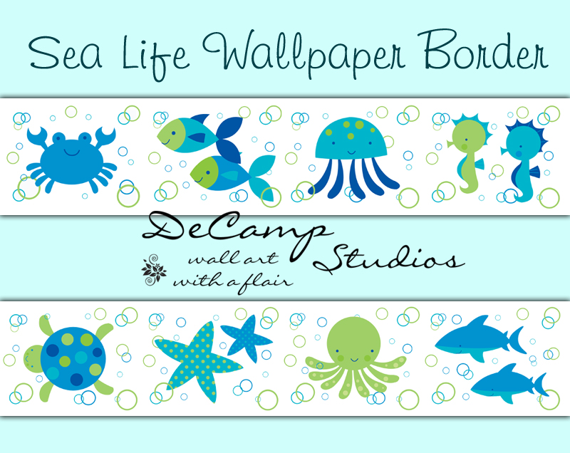 Sea Ocean Life Wallpaper Border Wall Decals Baby Nursery Decor