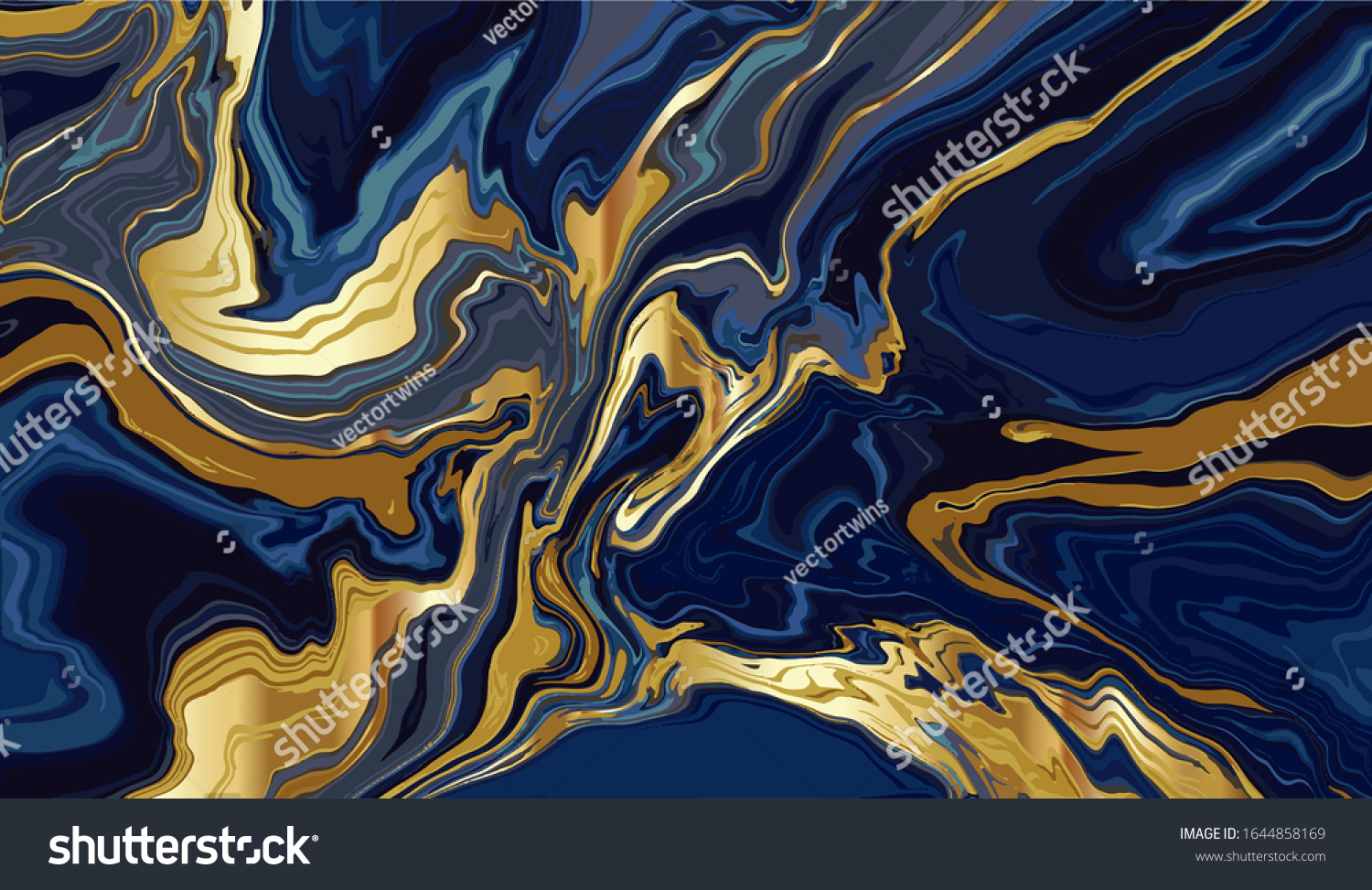 Luxury Wallpaper Blue Marble Gold Abstract Stock Vector Royalty