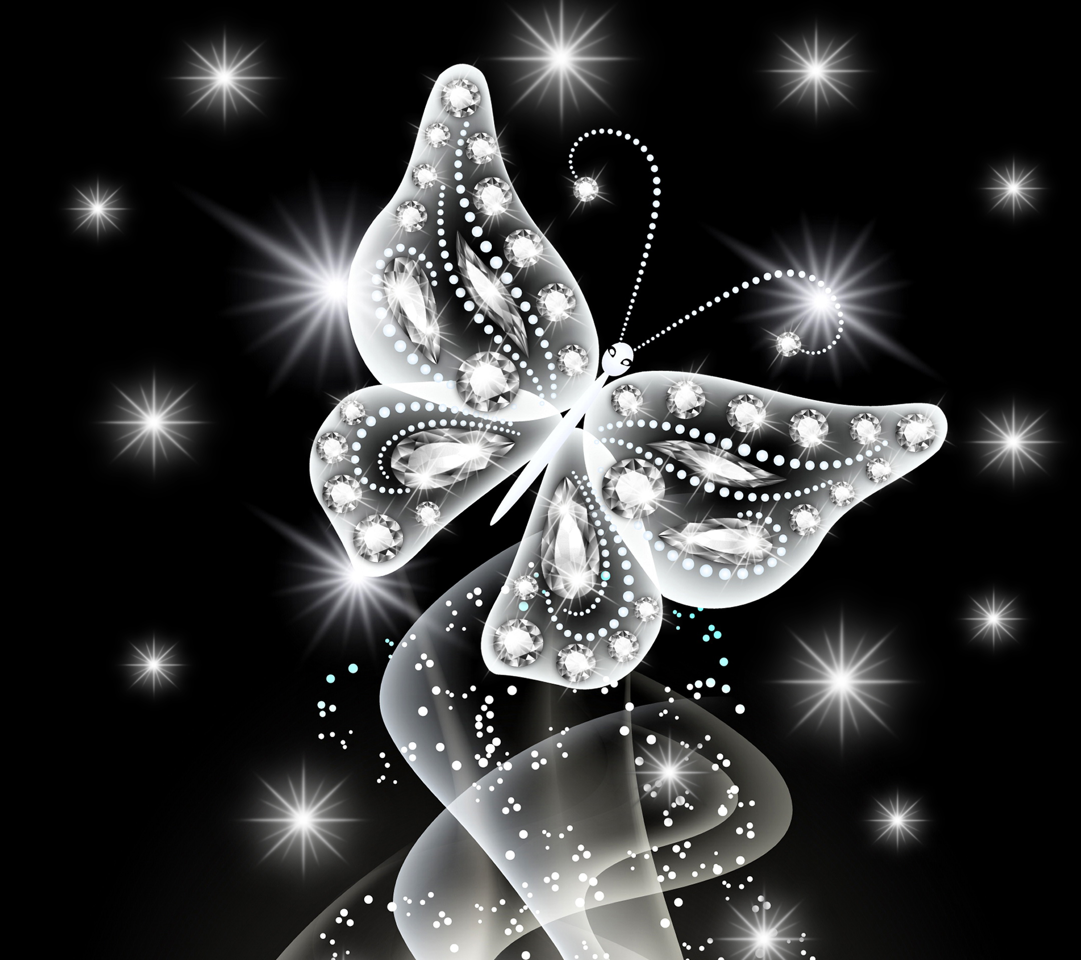 Wallpaper neon butterfly abstract white diamonds jem sparkle