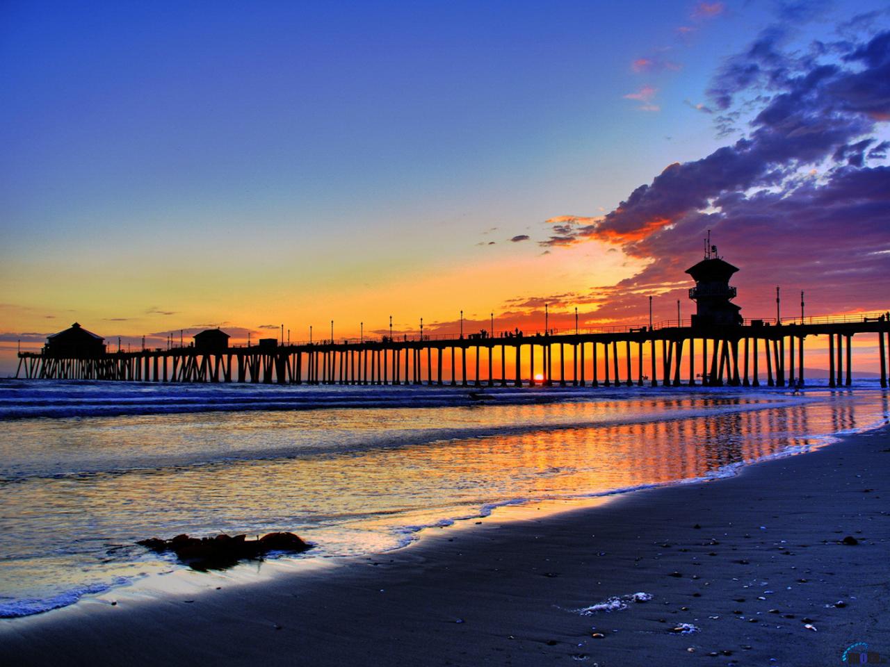 Wallpaper Huntington Beach Pier At Sunset X Desktop