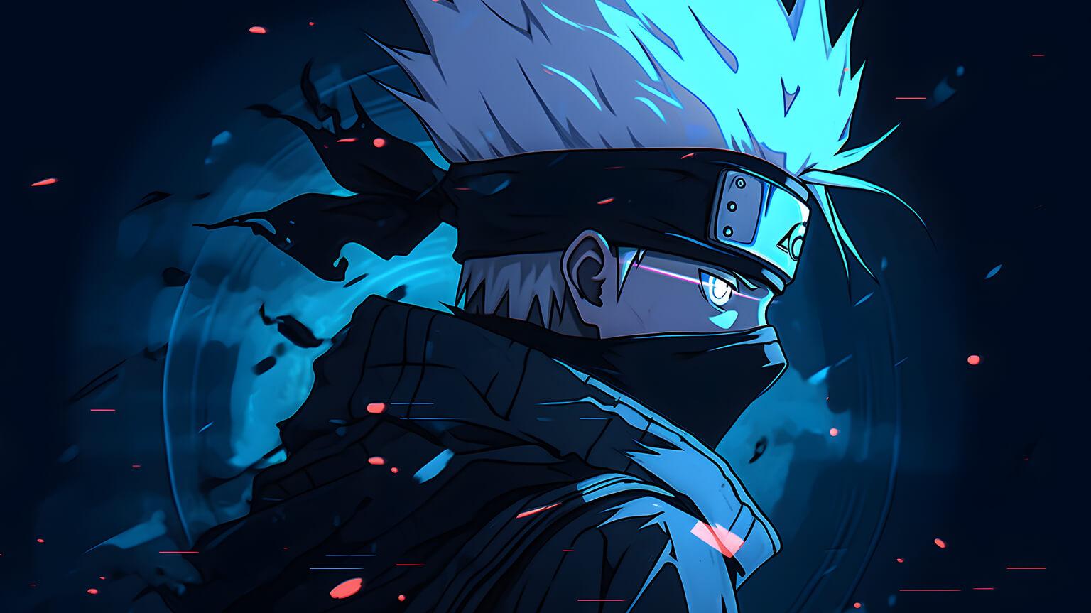 Naruto Kakashi Dark Blue Desktop Wallpaper