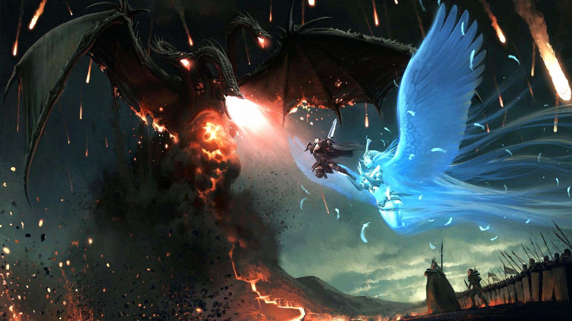 Fantasy Dark Vs Light HD Wallpaper Dragon Art