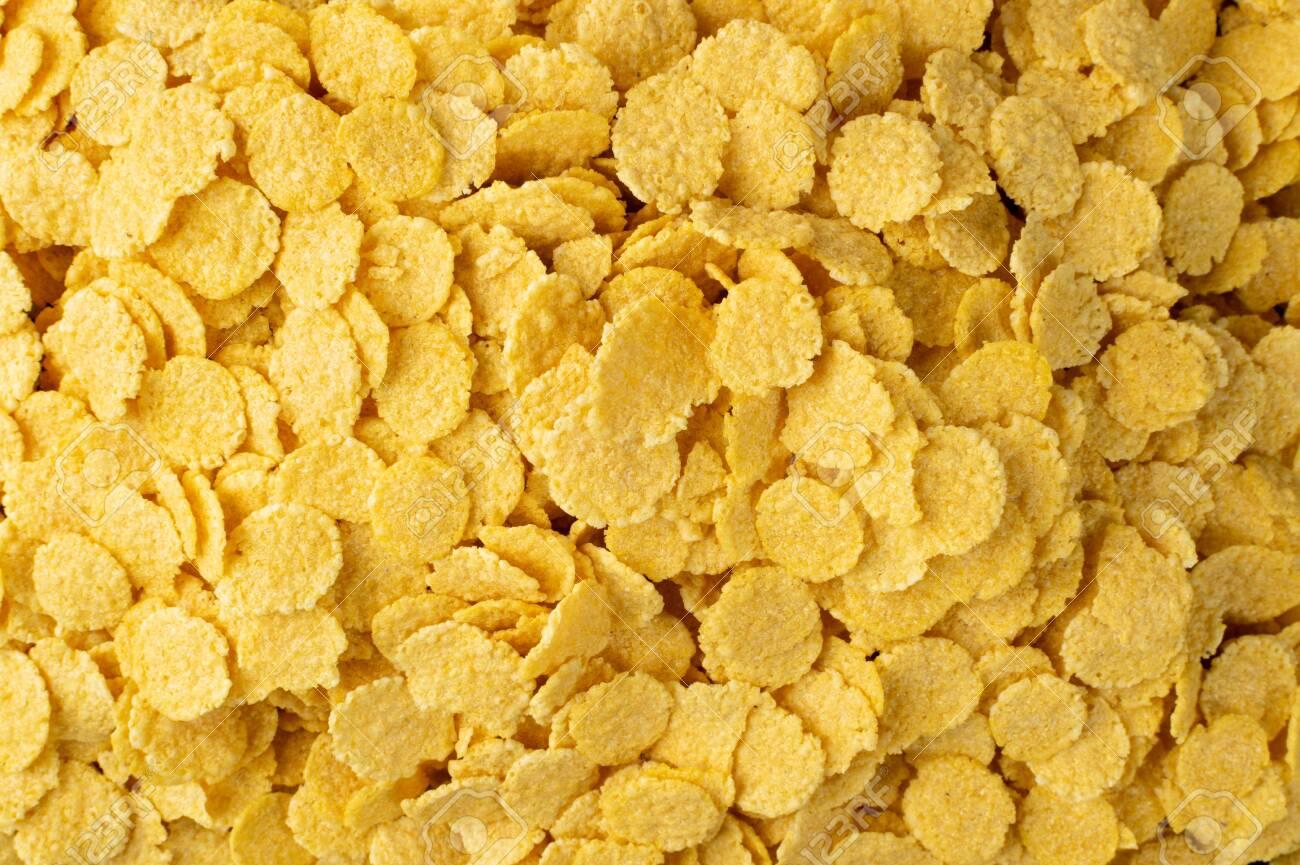 Yellow Corn Cereal Texture Background Golden Crispy Flakes