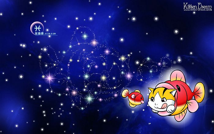 Kitten Dream Cartoon Characters Pisces Animal Wallpaper