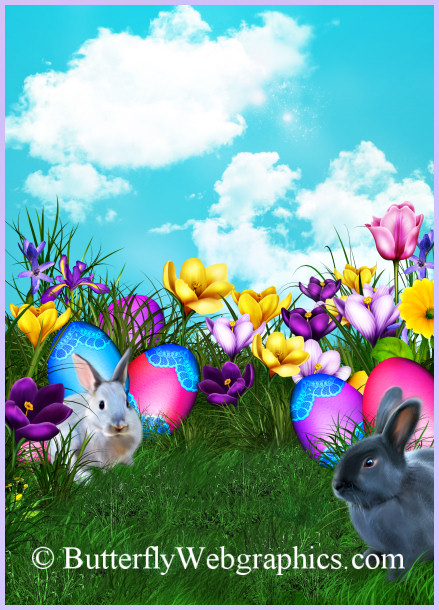 Easter Bunny Background And Basket Tubes