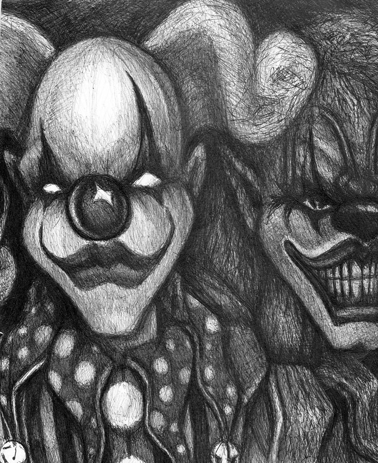 Two Faced Demon Clowns Drawing By Mike Distel