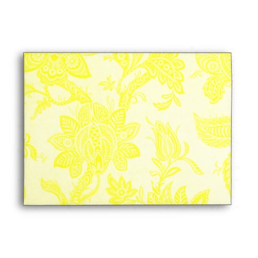 Vintage Yellow Floral Wallpaper And Damask Pattern Envelope