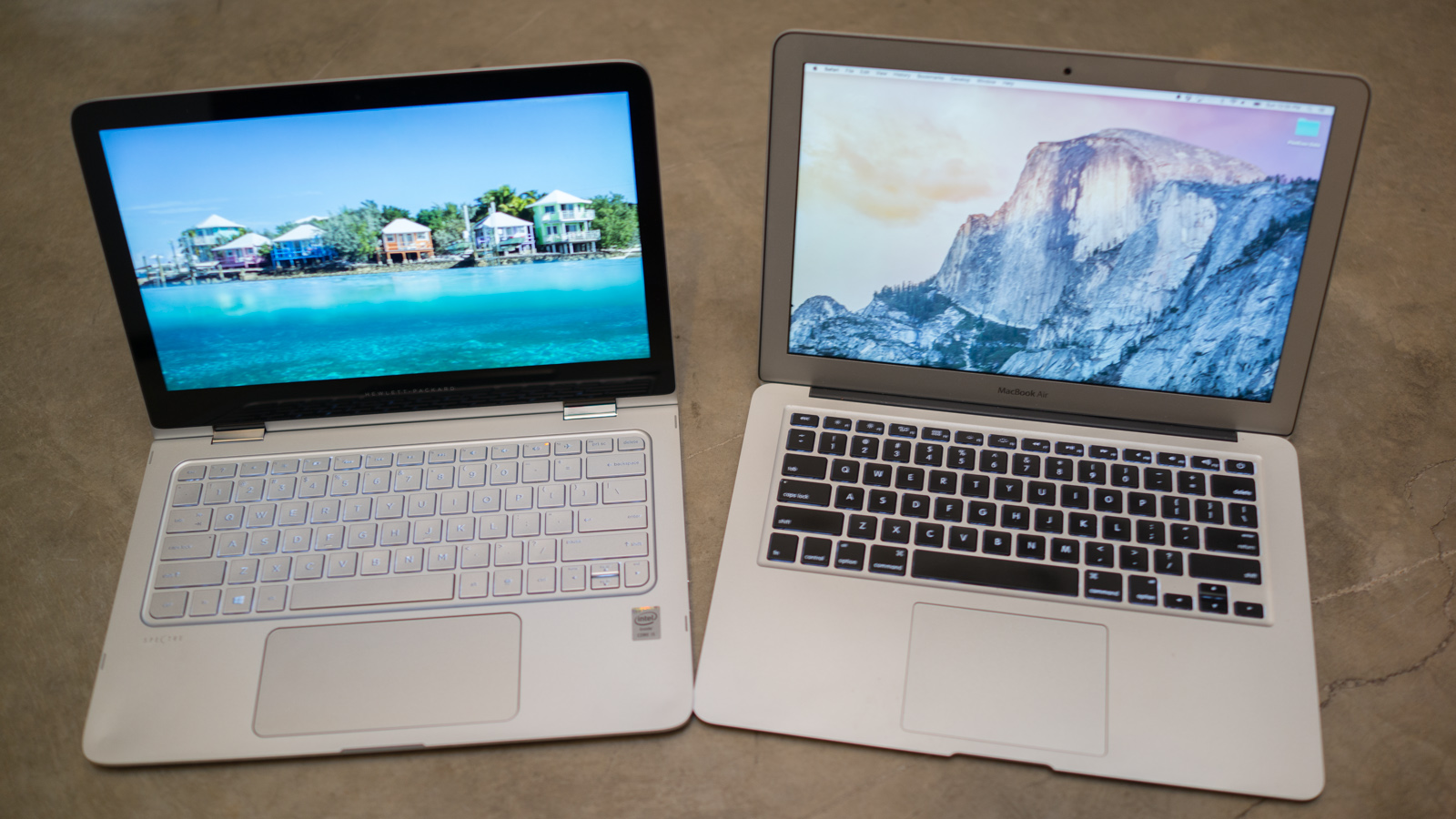 Hp Spectre X360 Left Next To Inch Apple Macbook Air Right