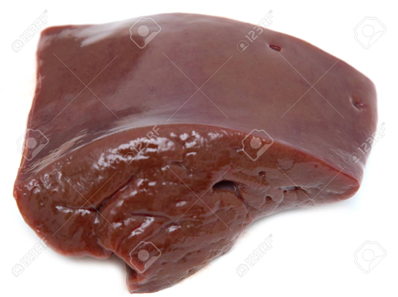 Fresh Beef Liver On A White Background Stock Photo Picture And