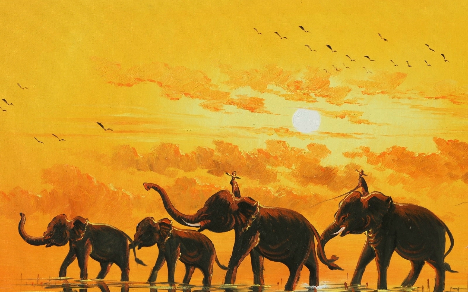 Paintings Elephant Artistic Wallpaper Full HD