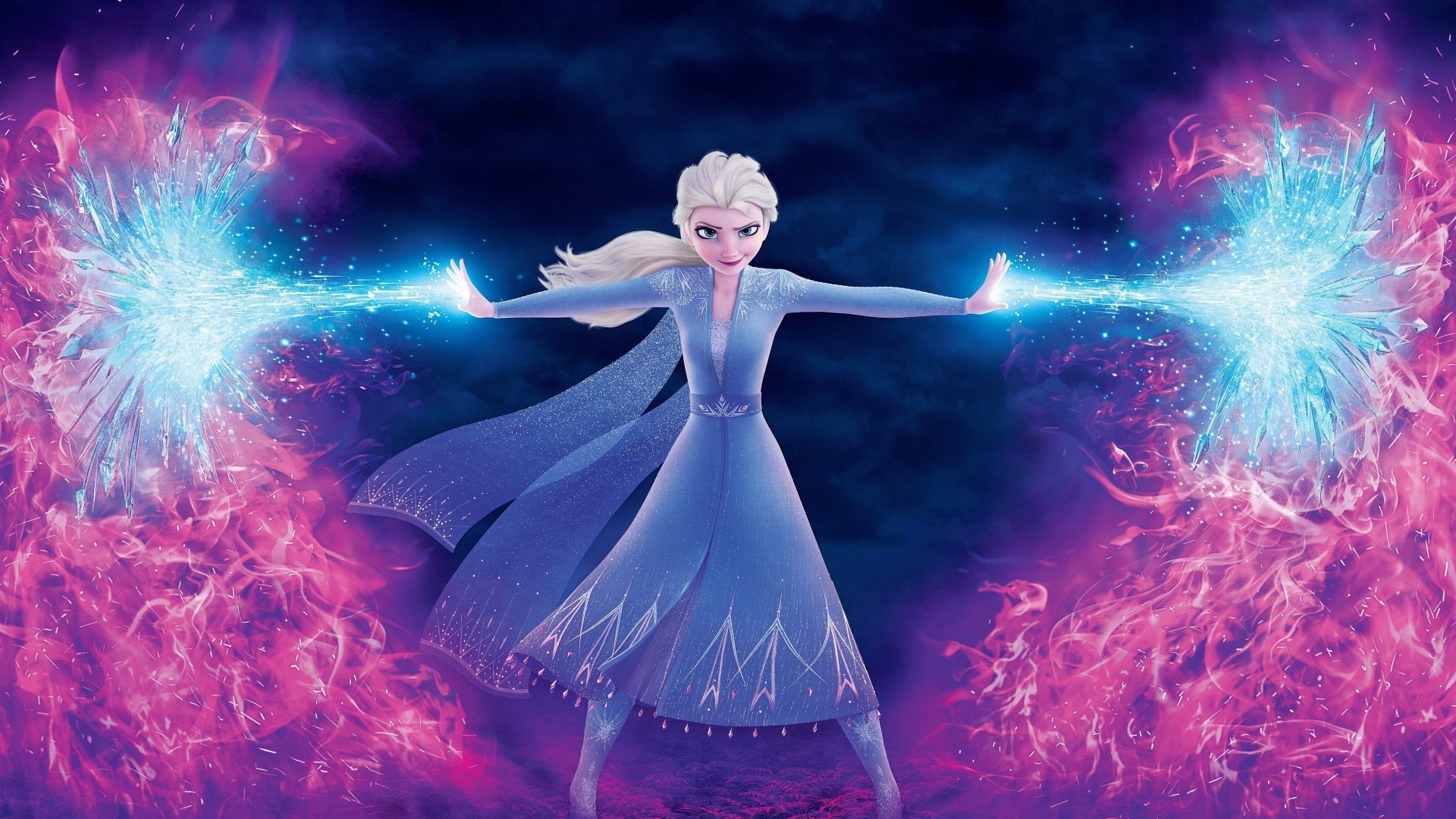 Elsa using her ice powers in Frozen 2