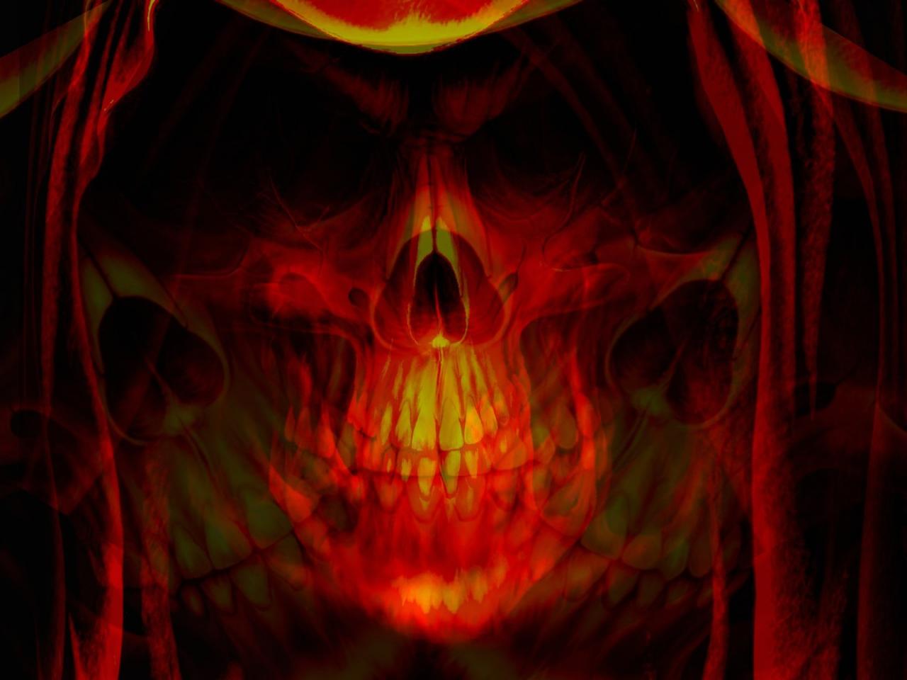 Red Flaming Skull Wallpaper