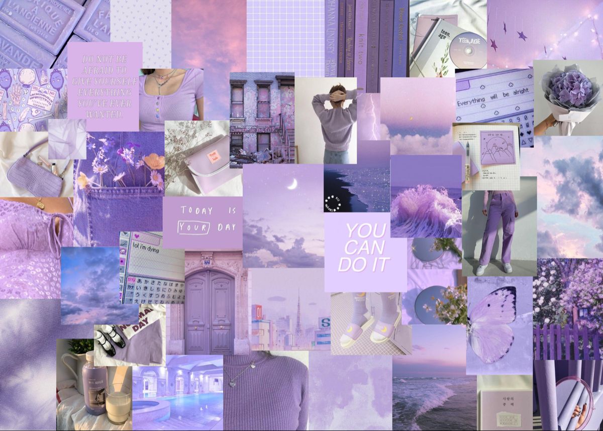 Purple Aesthetic Collage For Laptop Wallpaper