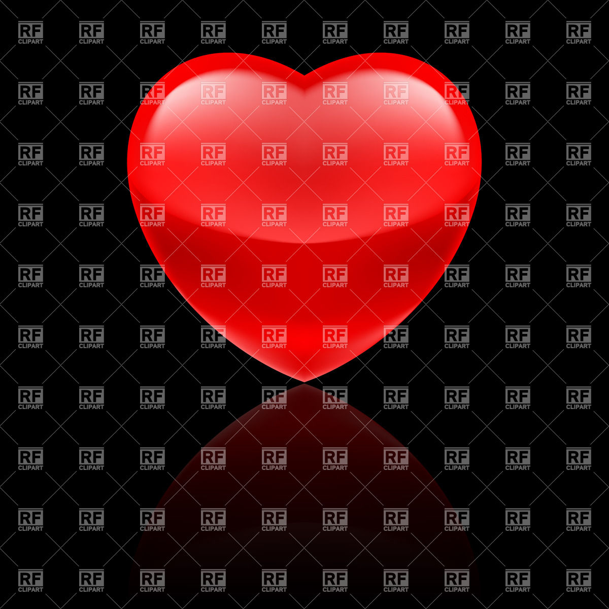 Shiny Red Heart On Black Background Icons And Emblems