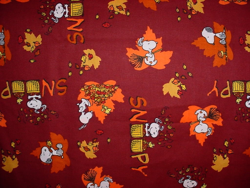 Snoopy Peanuts Fall Fun In Leaves Cotton By Rebeccastreasury
