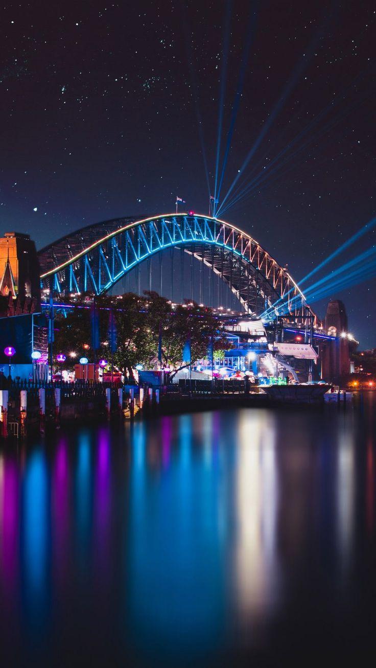 Sydney Harbour Bridge Night Reflections Cityscape 4K Ultra HD