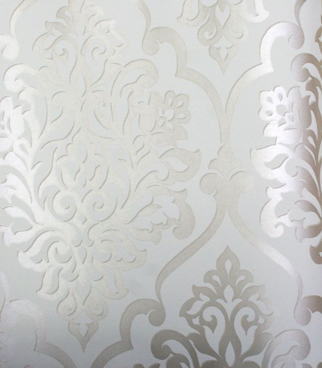 Wallpaper Gold Damask Silver Accent Wall