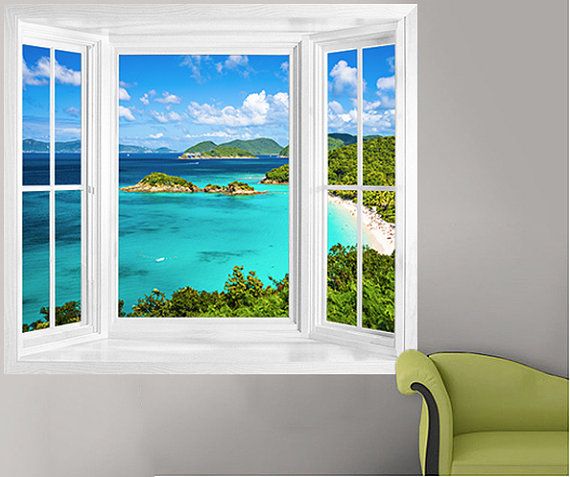 St John Tropical Bay Window Frame Wallpaper By Artfeveruk
