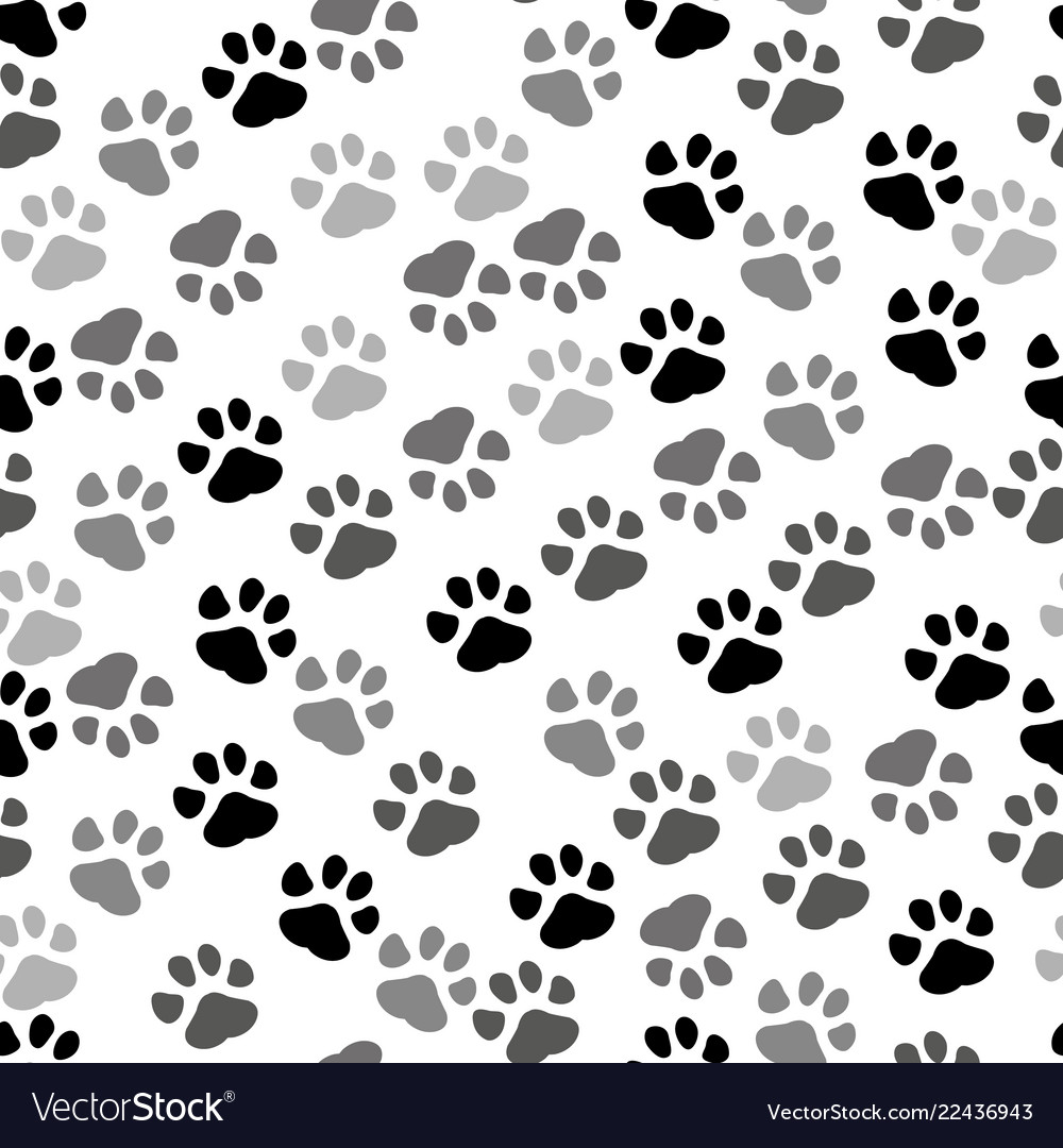 Seamless Background Pet Paw Print And Bone Vector Image