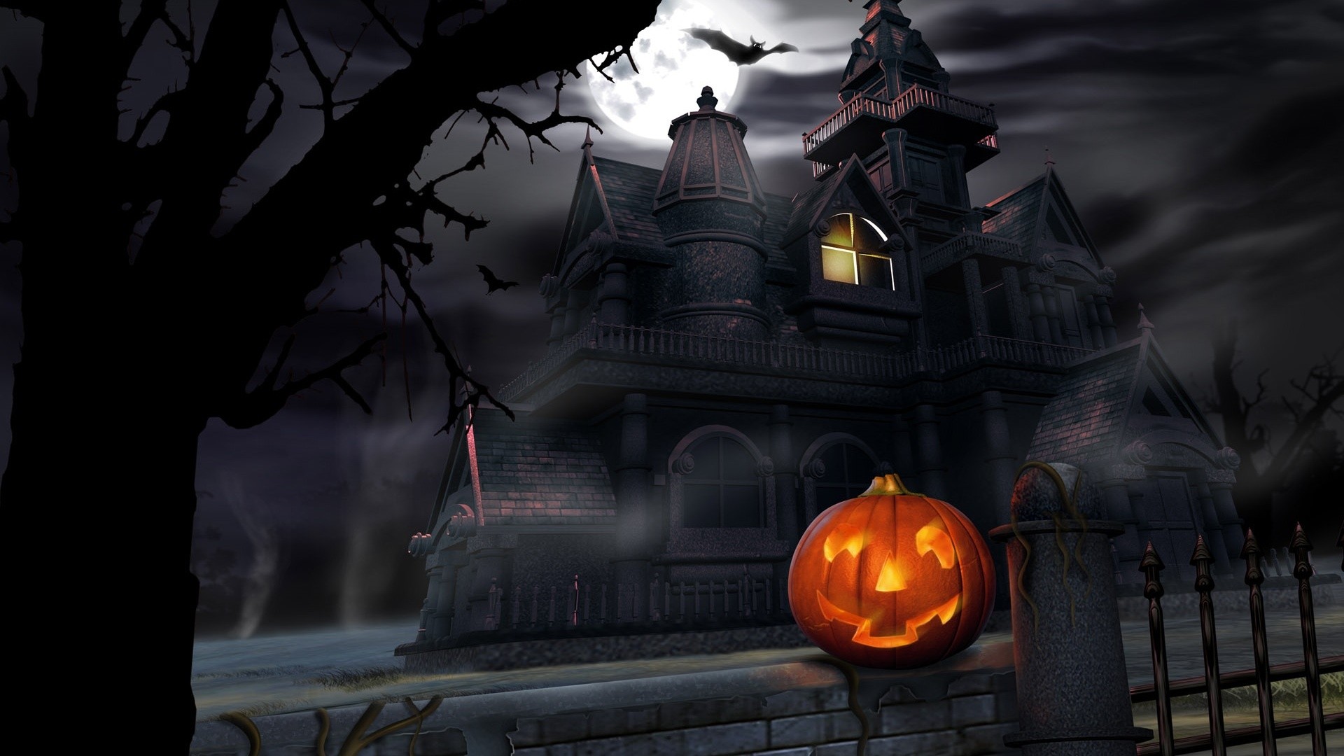 Dark Halloween Wallpaper Houses Digital