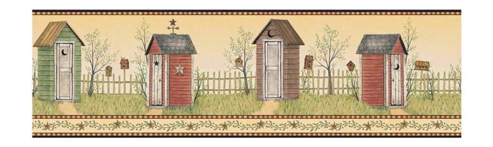 inch Outhouses Prepasted Wallpaper Border Yellow Country Bathroom 1000x299