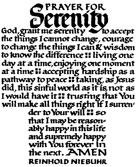 Serenity Prayer By Reihhold Niebuhr