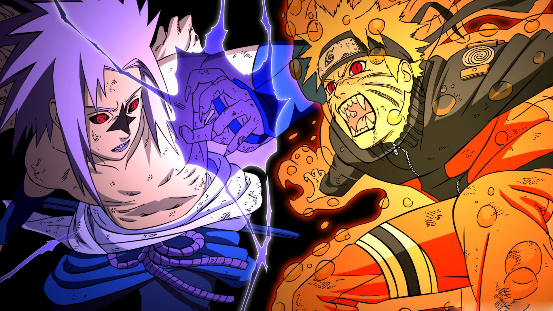 Naruto Kyubi Sasuke Versus Wallpaper