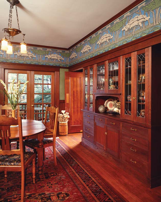 In An Arts Crafts Home With Abundance Of Woodwork A Bold Scenic