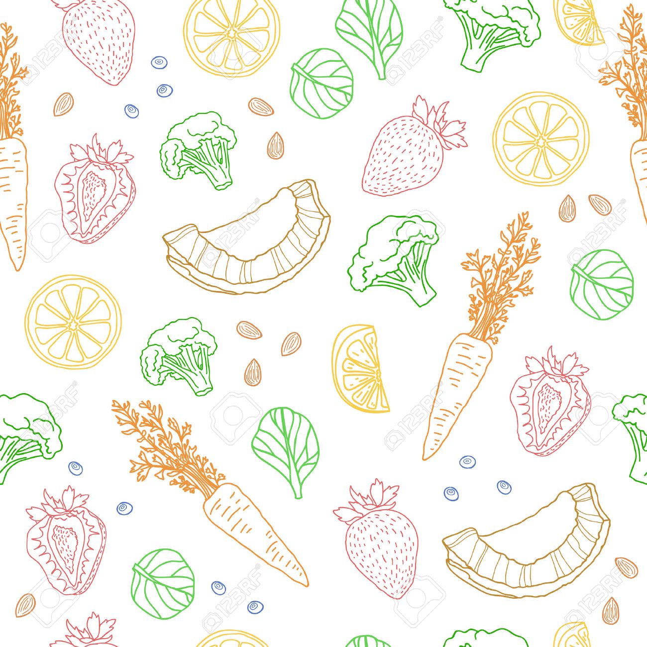 Free download Seamless Pattern With Fruits Vegetables Nuts And Herbs ...