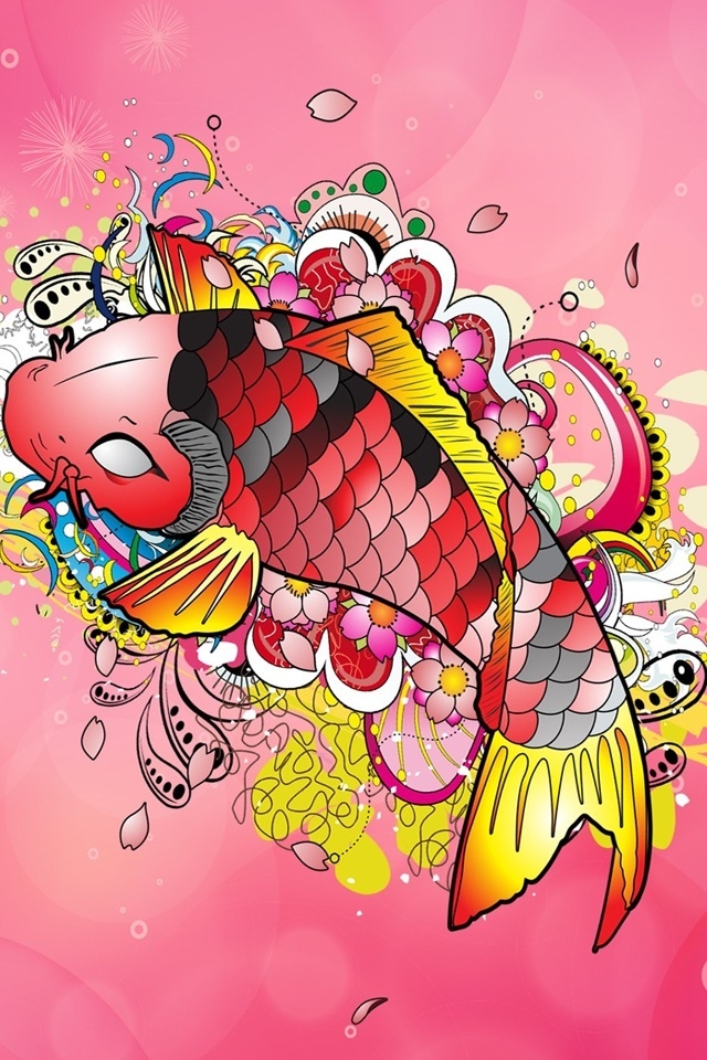 Pink Koi Fish iPhone HD Wallpaper